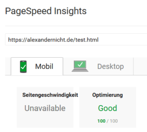 PageSpeed Analyse alexandernicht.de